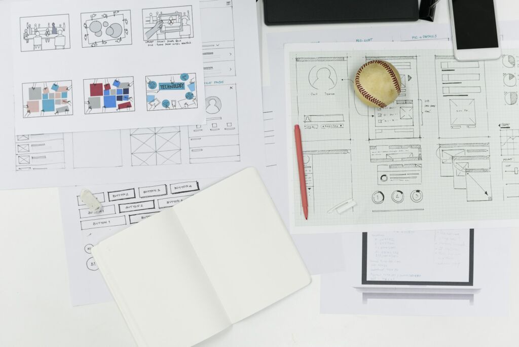 Startup Business Website Content Design Layout on Paper