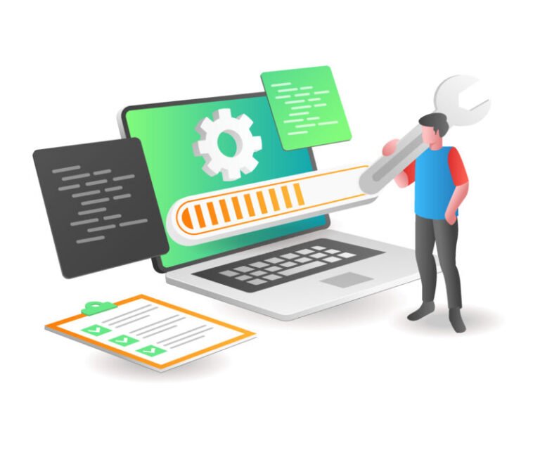 Illustrazione manutenzione sito web