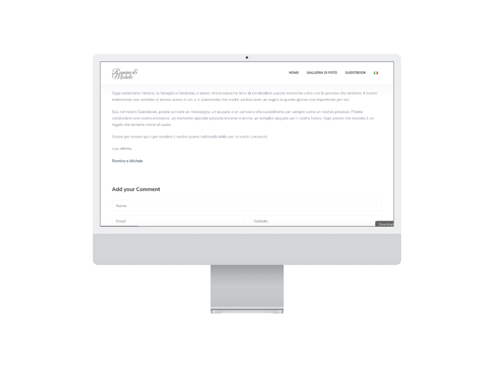 Mockup di un desktop computer con un sito web realizzato da Attimi.