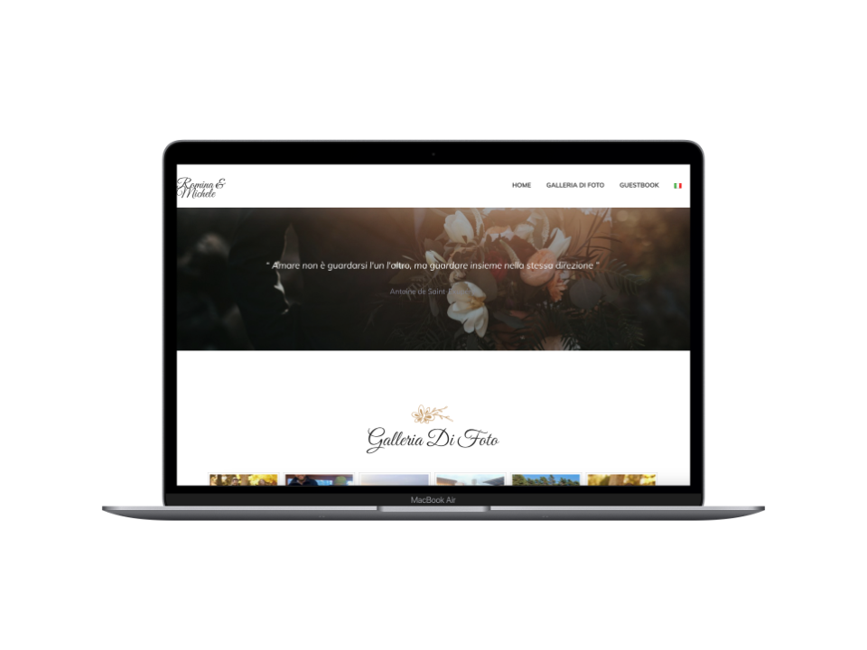Mockup di un laptop computer con un sito web realizzato da Attimi.