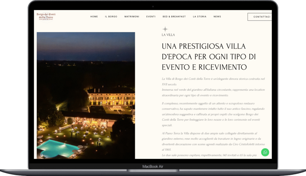 a laptop with a website of a wedding location