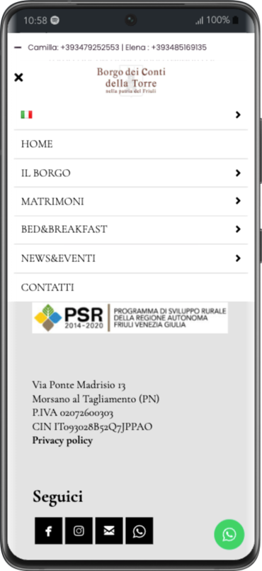 a screenshot of a phone displaying a wedding location website