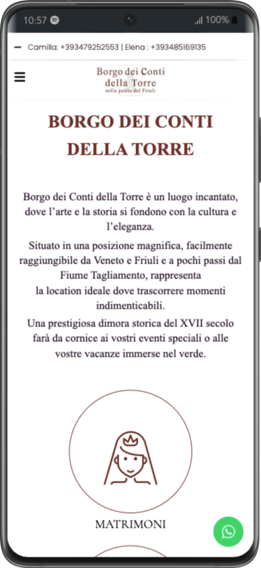 a screenshot of a phone displaying a wedding location website